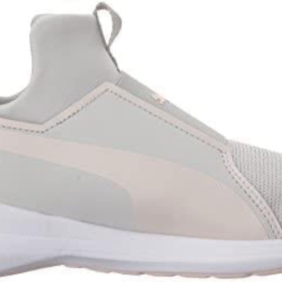 BRAND NEW girl puma rebel mid gleam gray pearl shoes size 5.5Y & 7Y - Picture 3 of 5